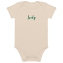 Image 3 of Organic cotton lucky embroidered baby bodysuit