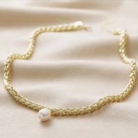 Image 2 of Lisa Angel Plaited Rope Chain & Pearl Necklace 