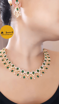 Image 2 of Bella Gold-Stunning AD Necklace Set with Earrings