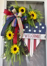Image 4 of Patriotic Sunflower Welcome Wreath 
