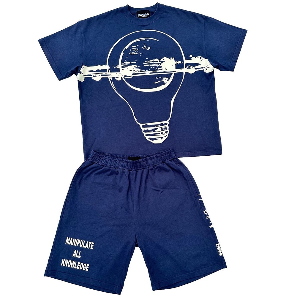 Image of Logo T-Shirt & Shorts Set (Navy Blue) 