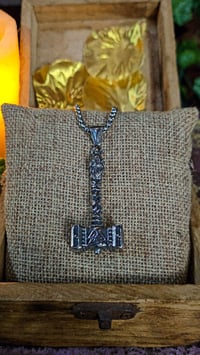 Image 1 of 👑The Armored Kingdom Hammer of the Armored Realm Necklace-Stainless Steel Pendant-24 inch chain