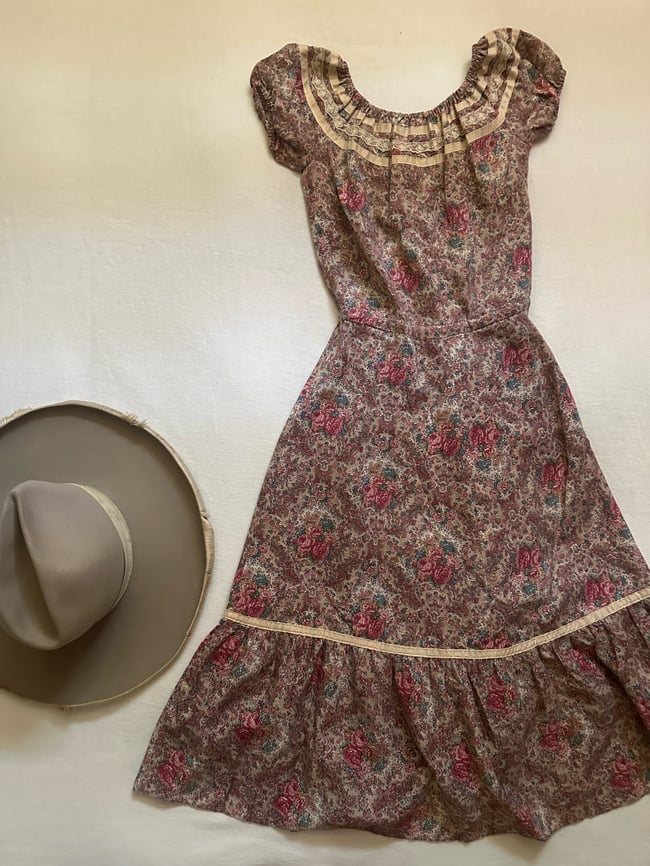 70s floral peasant dress