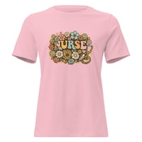 Image 1 of Women's Relaxed T-Shirt, Nurse Retro T-Shirt | Vintage Floral Nurse Graphic Tee