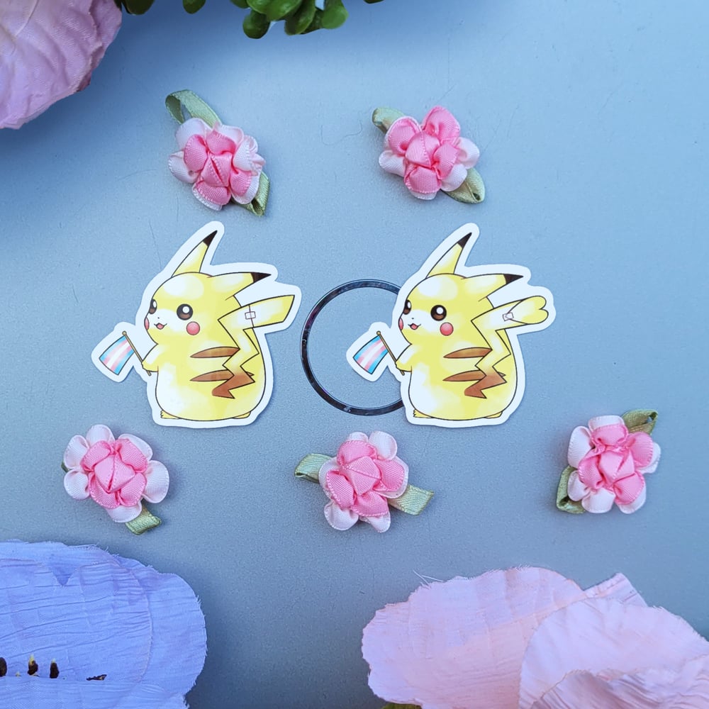Image of Transgender Pikachu 2 Inch Vinyl Sticker - Waterproof