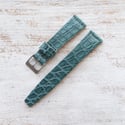 20mm Vintage Style Crocodile Strap In Cyan