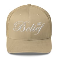 Image 5 of Belief Embroidered Trucker Cap with mesh back