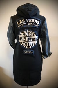 Image 2 of Upcycled “Harley” fleece hoodie dress