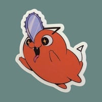 Image 1 of Kawaii Chainsaw Pooch Vinyl Sticker - 2 Inch