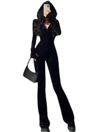Image 2 of Bodycon Velvet Jumpsuit