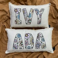 Image 1 of Pastel floral & Vintage Sunflower personalised cushion 
