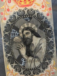 Image 1 of Antique material “Christ’  bookmark in Antique frame with preserved web 