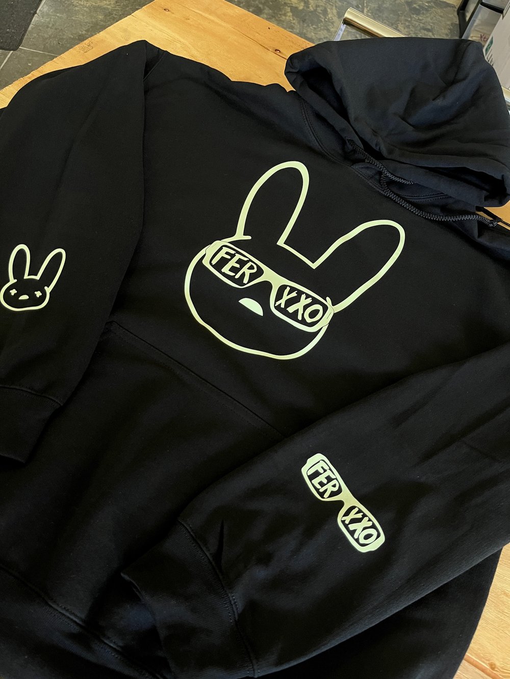 Image of ADULT SIZE - GLOW IN THE DARK BAD BUNNY FERXXO HOODIE