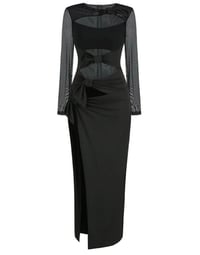 Image 7 of Paris Bow High Slit Maxi Dress