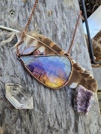 Image 3 of Electroformed extra large labradorite,  opal and moonstone necklace