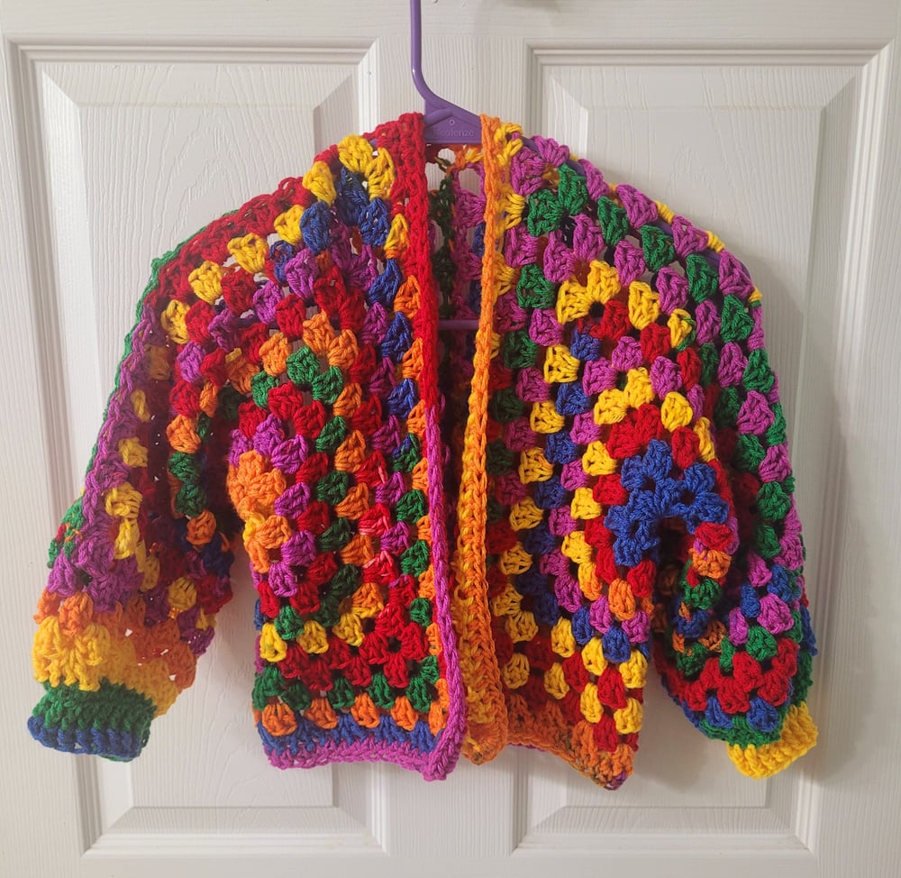 Image of Rainbow dreams crochet cardigan small kid size 5