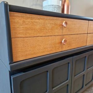Image of Gorgeous Nathan Square Sideboard in Ash Grey with Copper Accessories