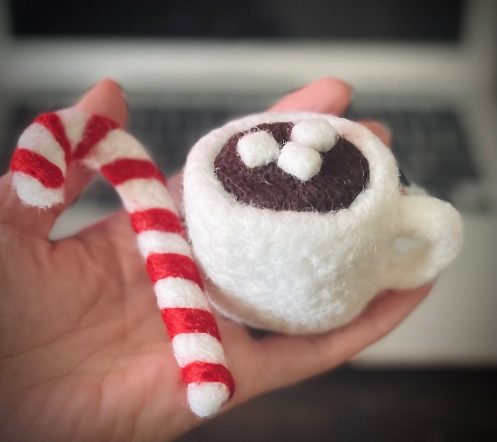 Image of Felted cocoa + candy cane