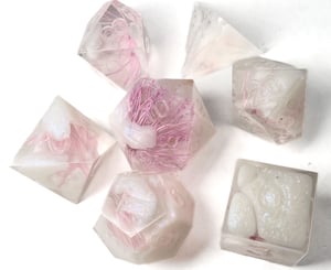 Image of Pink anemone (finished to order or RAW) 7-Piece TTRPG Dice Set   