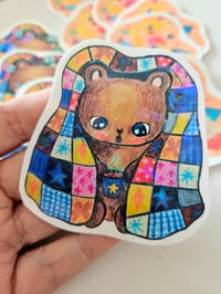 Image 1 of Quilt Bear holographic sticker
