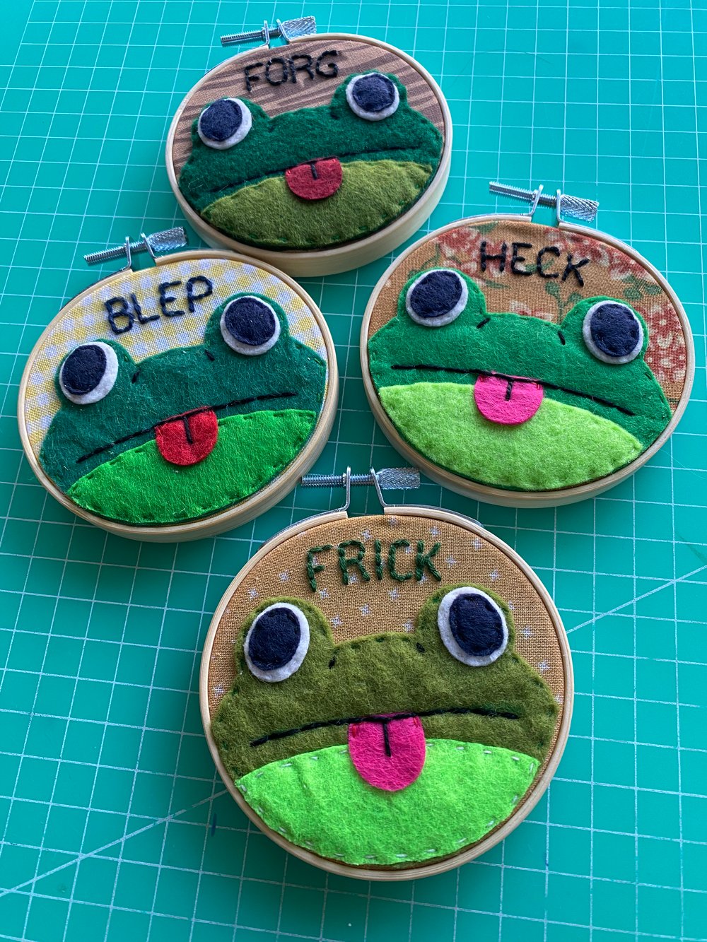 Frog embroidery hoops