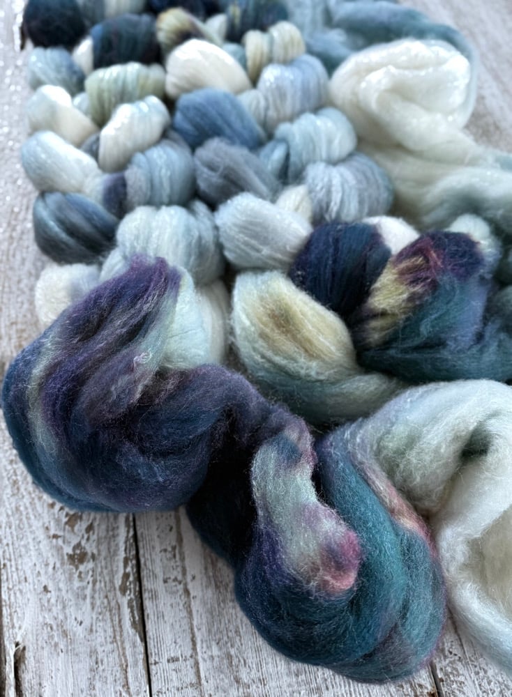 Minas Tirith, on Silky Snuggle: 80% USA Rambouillet, 20% Tussah Silk