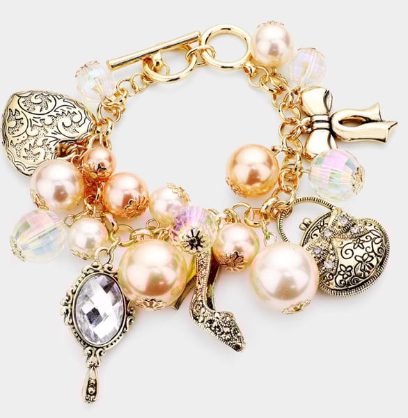 Image of Pearlie Stilettos" Pearl and Stiletto Charm Bracelet