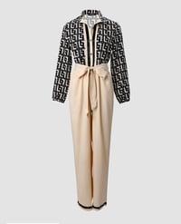 Image 3 of Geometric Print Long Sleeve Belted Jumpsuit