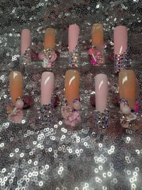 Image 3 of  On my grown and sexy extra long  square gel press on nails