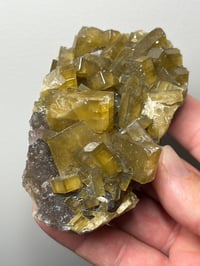 Image 1 of Yellow Barite On Purple Fluorite Specimen | Jiangxi China #2765
