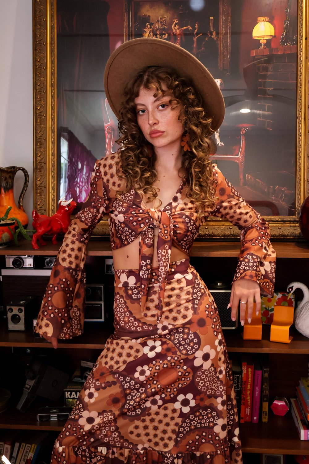 Woodstock Bell Sleeve Tie Top In Magic Carpet