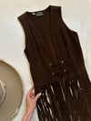 early 1970s maxi length suede fringe lace up vest waistcoat 