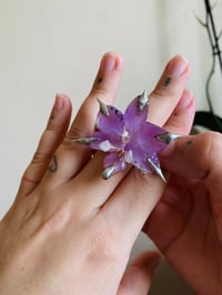 Image 4 of 💜⛓️Spiky Pierced Soldered Orchid Ring⛓️💜