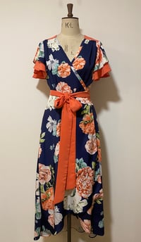 Image 3 of Colour block floral wrap dress