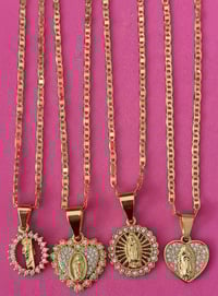 Image 2 of 18” 3mm Mariner Link Chain Necklace Gold Plated Religious Pendants