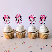 Image 1 of Minnie Mouse Cupcake Toppers dets de 12 y 24