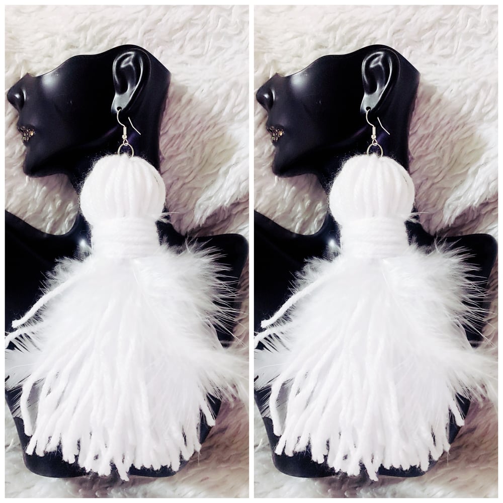 Image of White Boa Earrings 