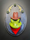 Large Sculpture: Denim Cowboy Frog