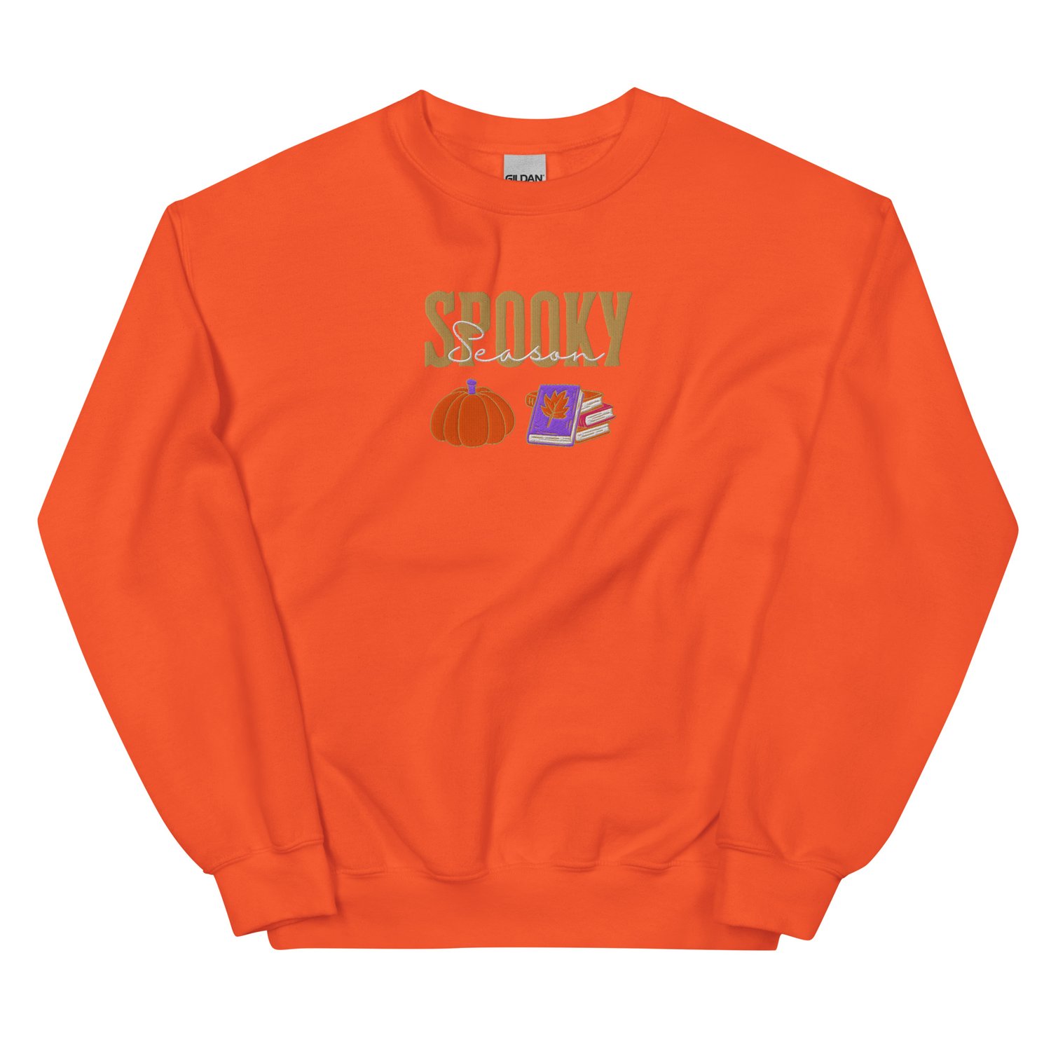 Image of Spooky season pumpkin and book embroidery Unisex Sweatshirt