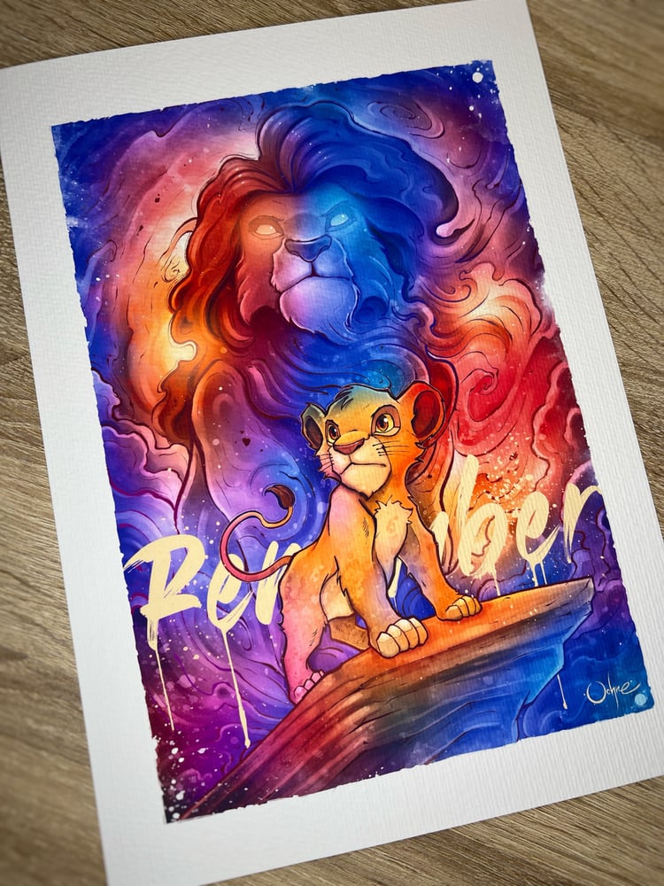 Image of Simba & Mufasa Watercolor (Reserva)