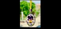Image 1 of Johnny Jump-up And Catmint Silver Oval Pendant