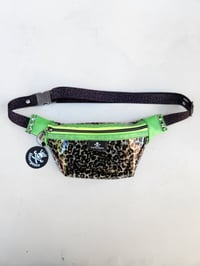 Image 1 of Clear leopard print vinyl fanny pack: Green