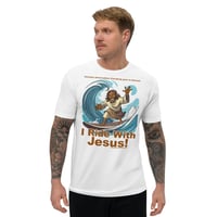 Image 7 of I Ride With Jesus Surfing Fitted Short Sleeve T-shirt