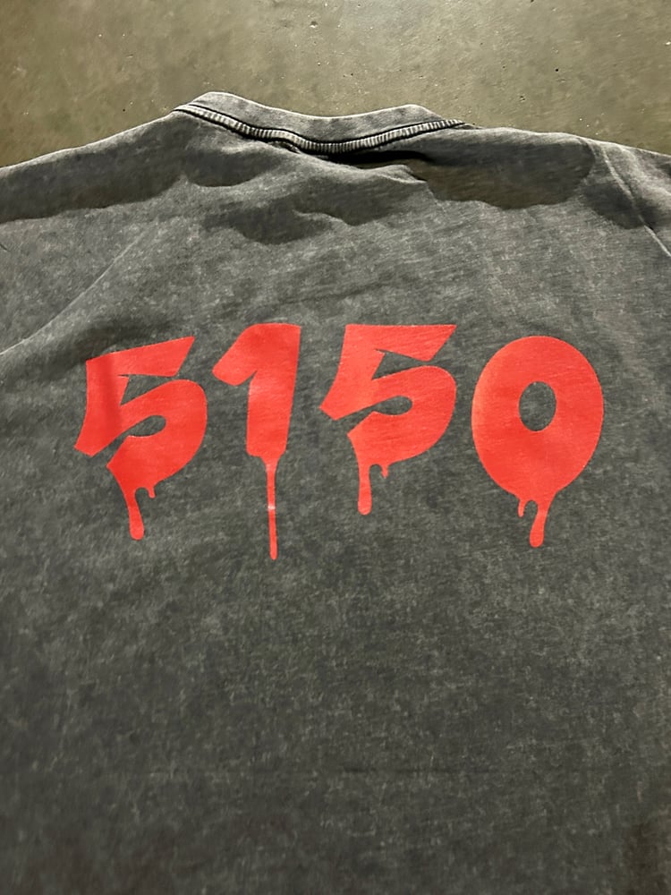 Image of Grey Distressed 5150 Drip T