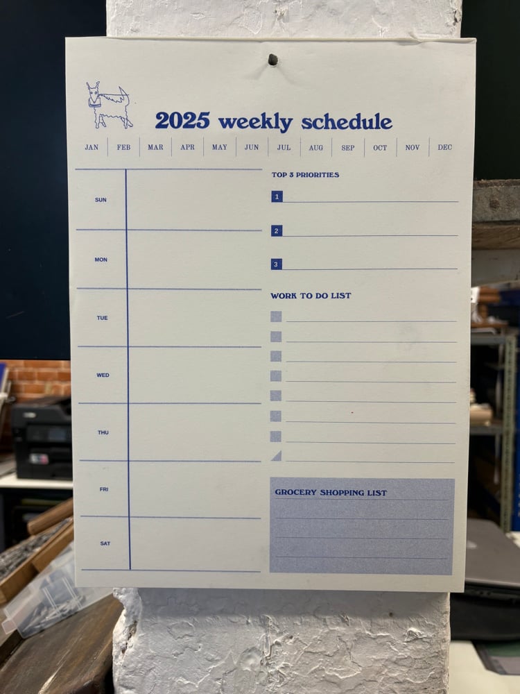 2025 weekly schedule 