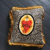 Sacred heart patch leopard cushion cover