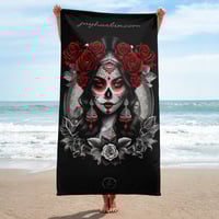 Image 1 of Towel Red and White Sugar Skull