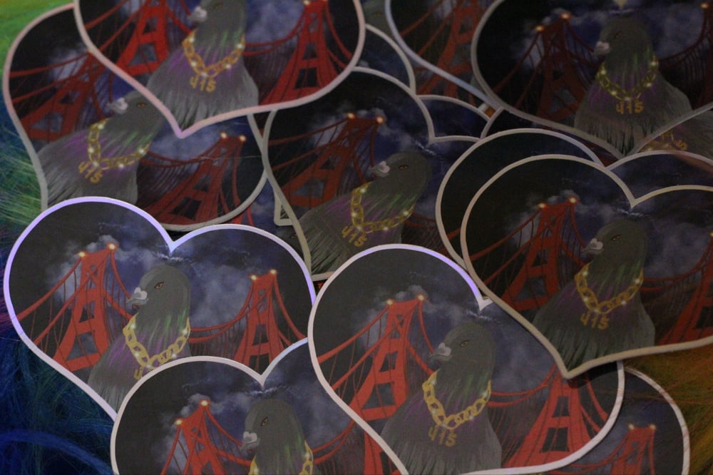 Image of City Pigeon with Golden 415 Chain Sticker 
