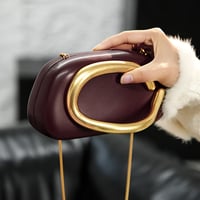 Image 15 of FOREVER MIYIN Women's Vintage Elegant Mini Handbag - Burgundy & Golden Luxury Purse with Magnetic Cl