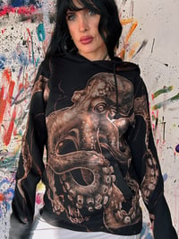 Image 3 of “OCTO MOMMY” BLEACH PAINTED PULLOVER HOODIE LARGE